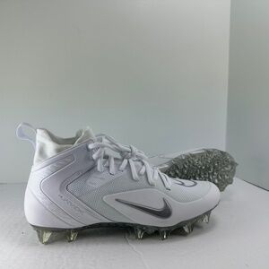 Nike Alpha Huarache 8 Elite LAX Lacrosse Cleats White Silver Size 9.5 CW4440-100